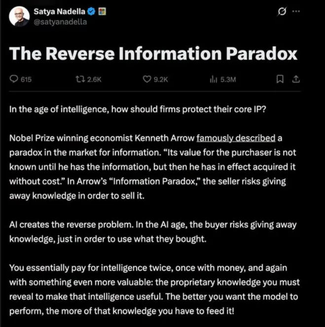 reverse information paradox - satya nadella